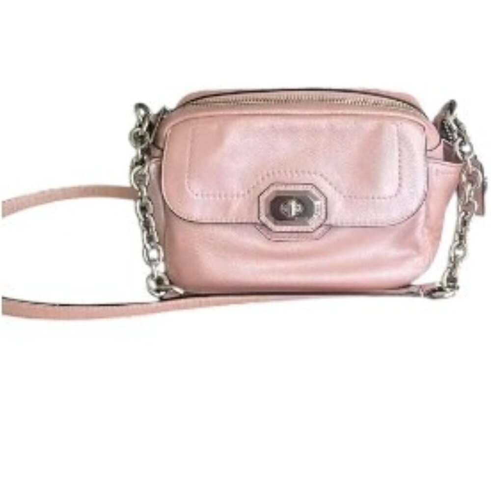 COACH Campbell Abby Turnlock Pink Shimmer Crossbody Camera Bag  -  F24823